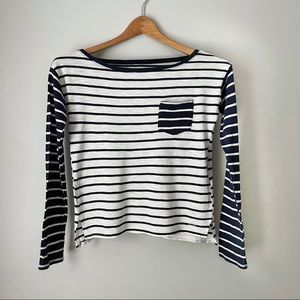 Hollister Striped Top Shirt Navy and White Size XS